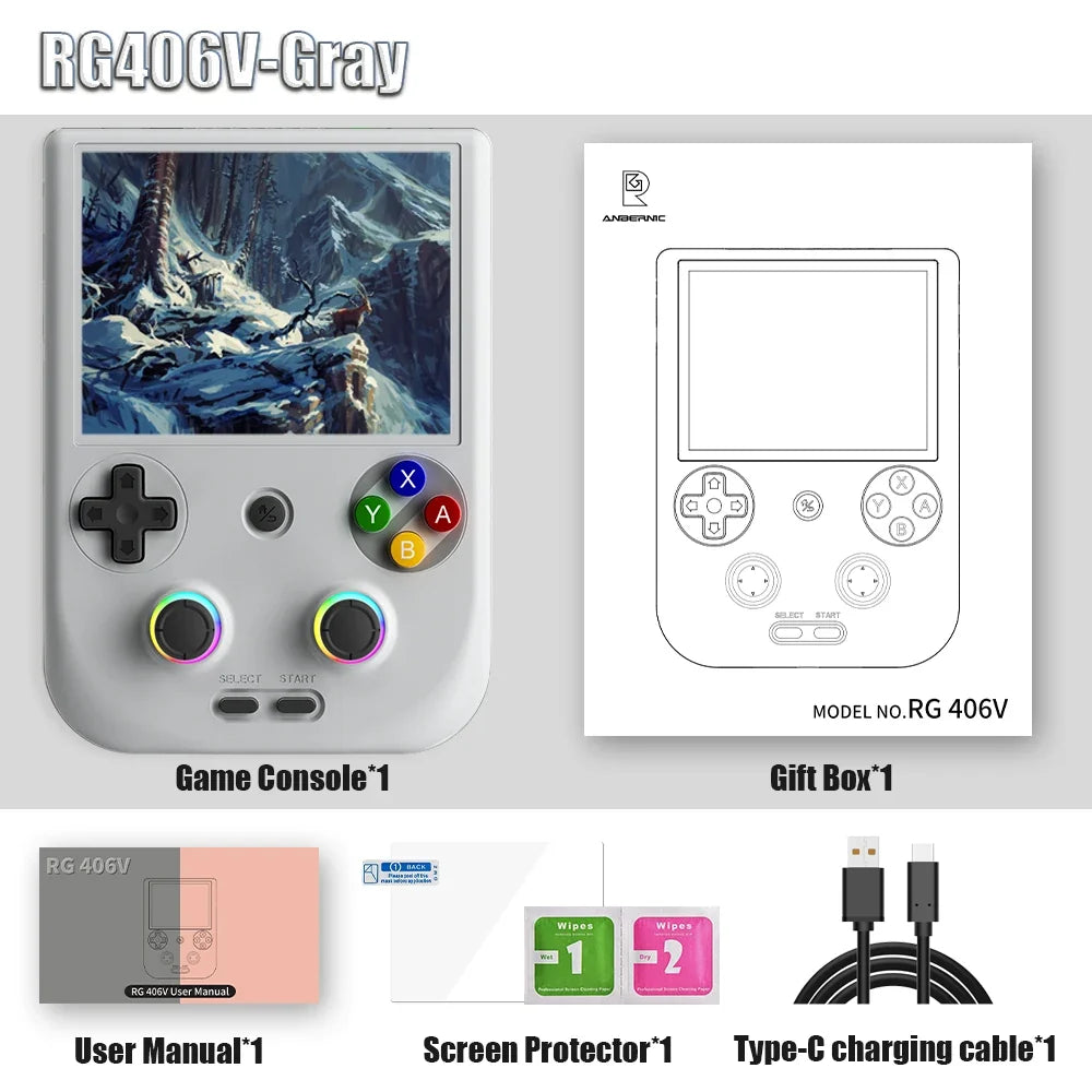 ANBERNIC RG406V Handheld Game Console 4 Inch IPS Touch Android 13