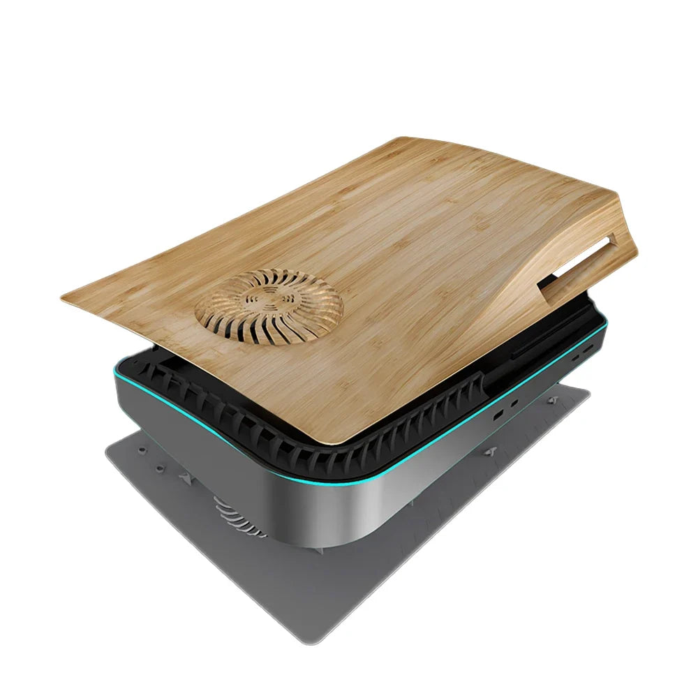 Disc Edition Wood Color Faceplate with Cooling Vents for PS5 Anti-Scratch Dustproof Protective Cover Plates ABS Case
