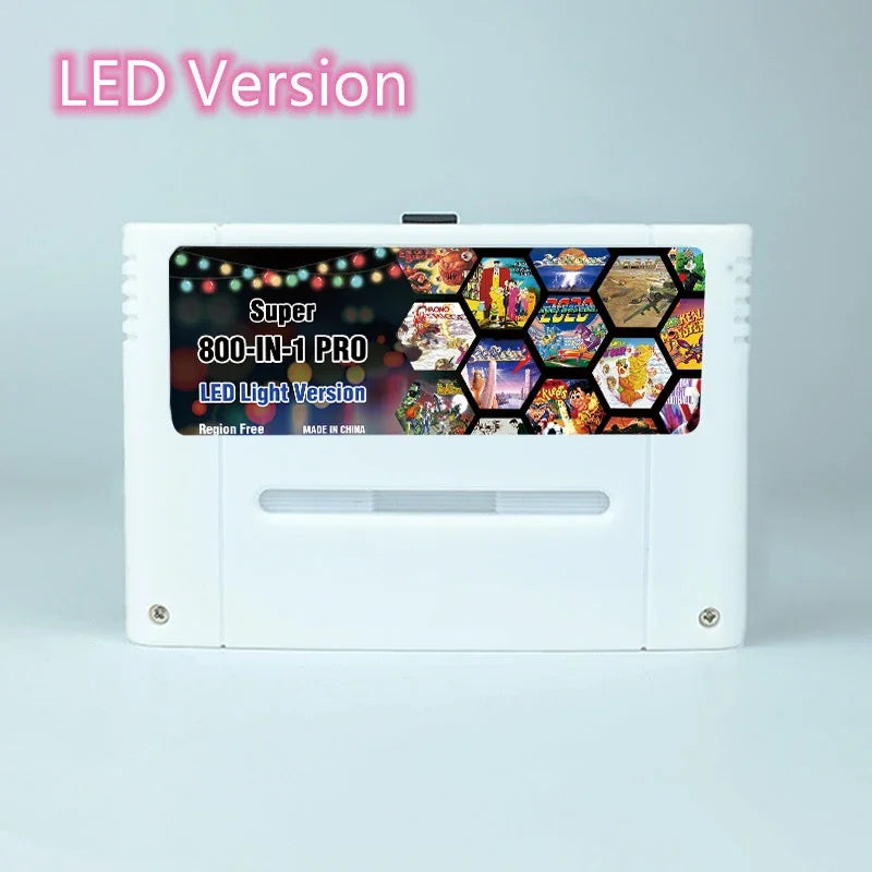 800 in 1 SNES Game Cartridge with LED Light, Region Free Shell