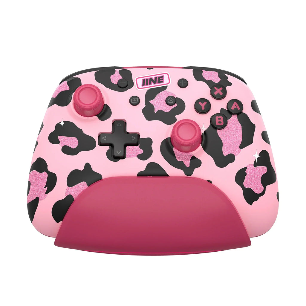 IINE Pink Wireless Controller with Charging Dock, NFC Amiibo