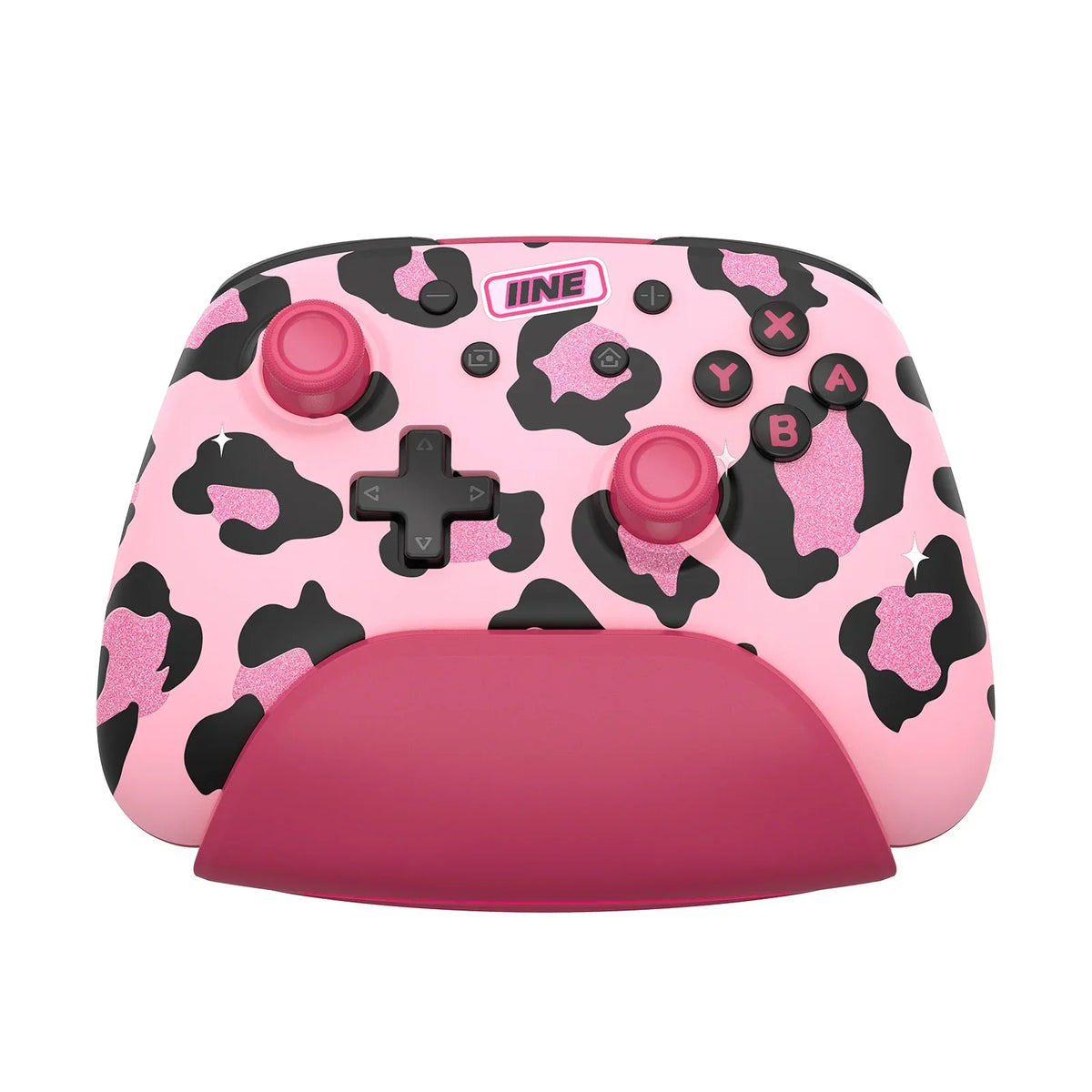 IINE Pink Wireless Controller with Charging Dock, NFC Amiibo