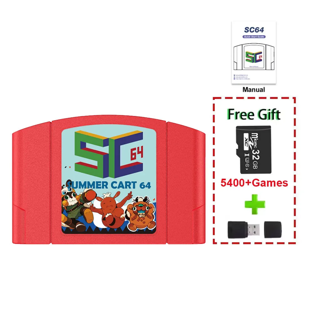5400 In 1 SummerCart 64 Game Card For N64 Retro Game Cartridge ED 64 For Nintendo 64 With 32GB TF Card No Region Restriction