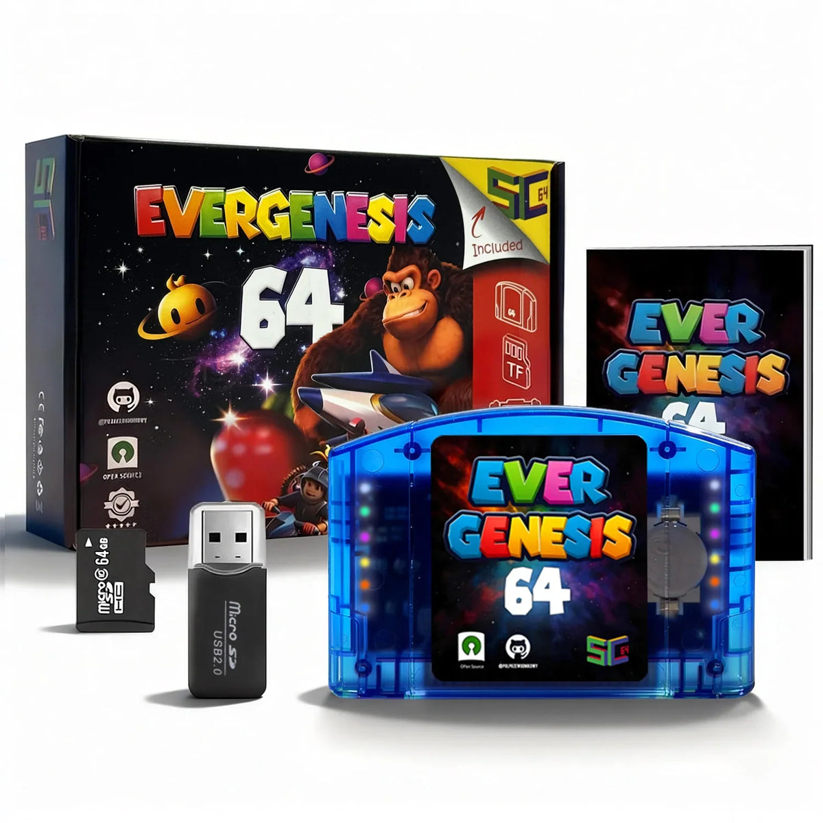 SC64 N64 Flash Cart with 64GB Card, Over 10000 Preloaded Games