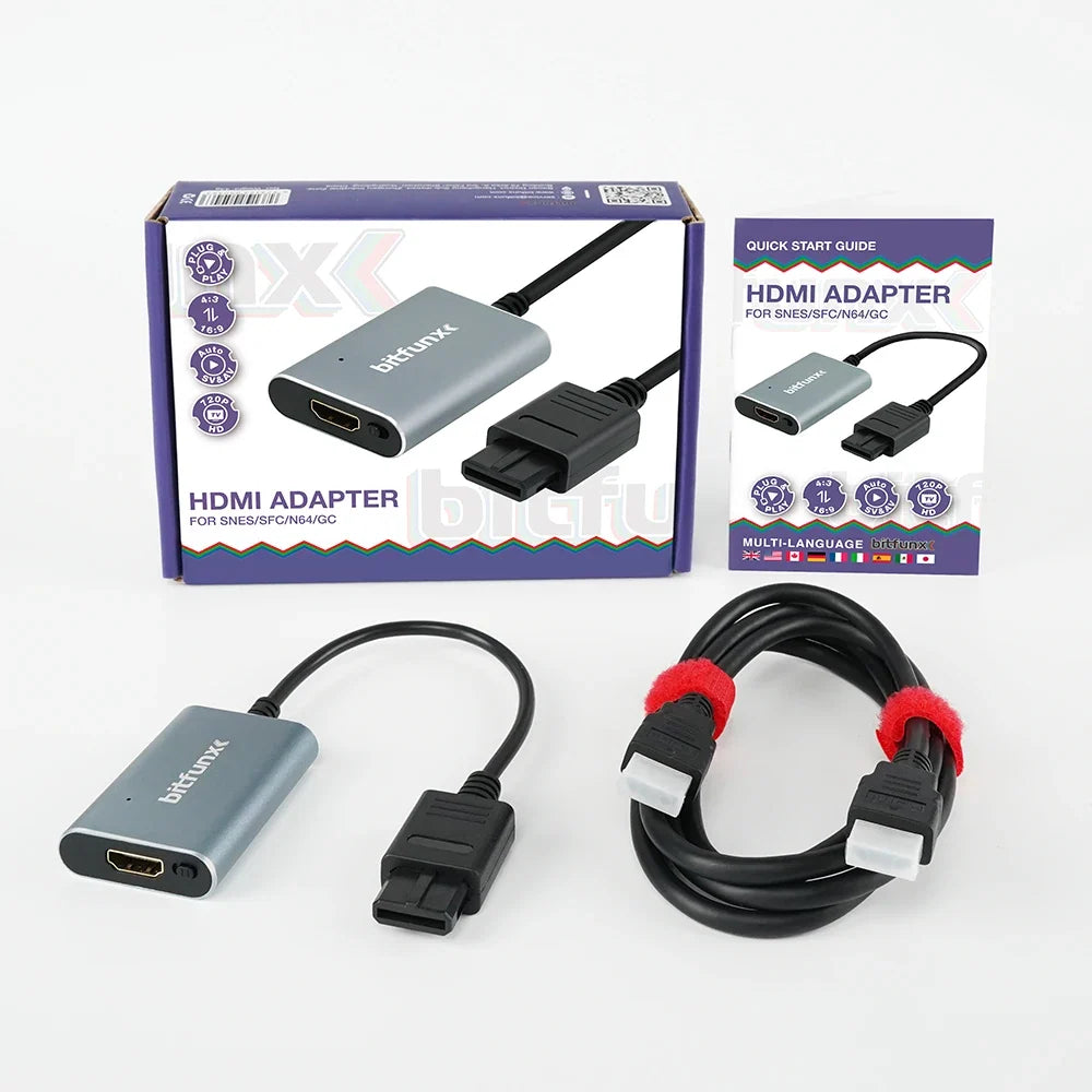 BitFunx SNES Adapter, S-Video and AV to HDMI, 720P