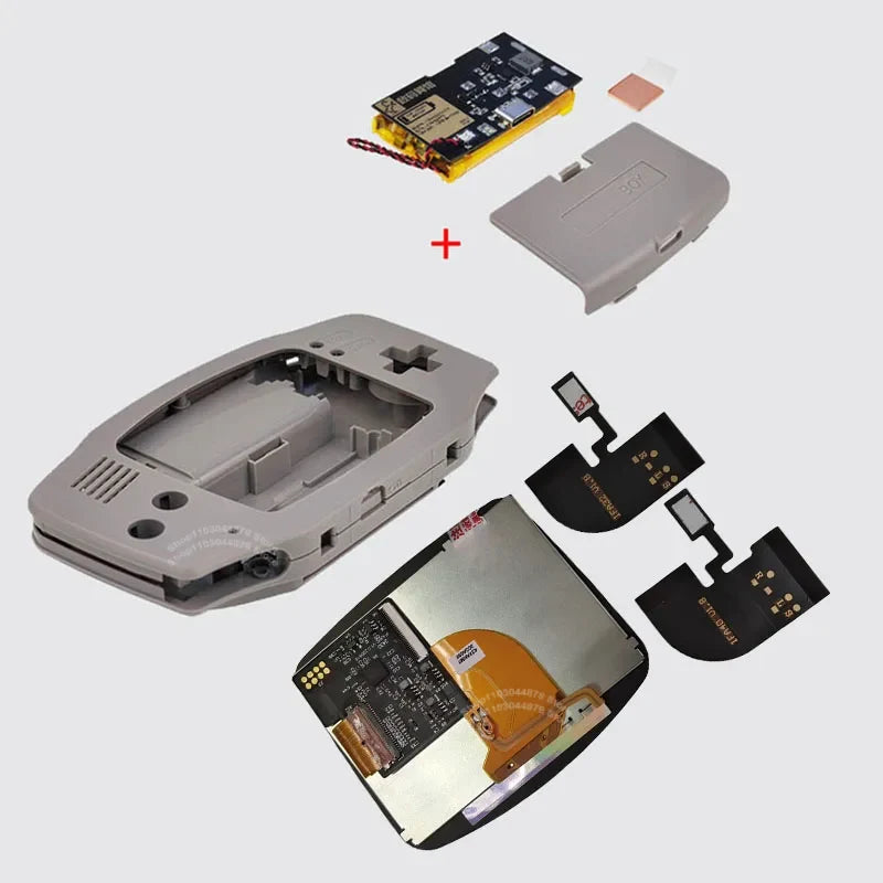 IPS V4 Pre Laminated Screen LCD Shell Kits 1800mAh Built-in Lithium Battery with Type C Charging Port Battery Cover For GBA