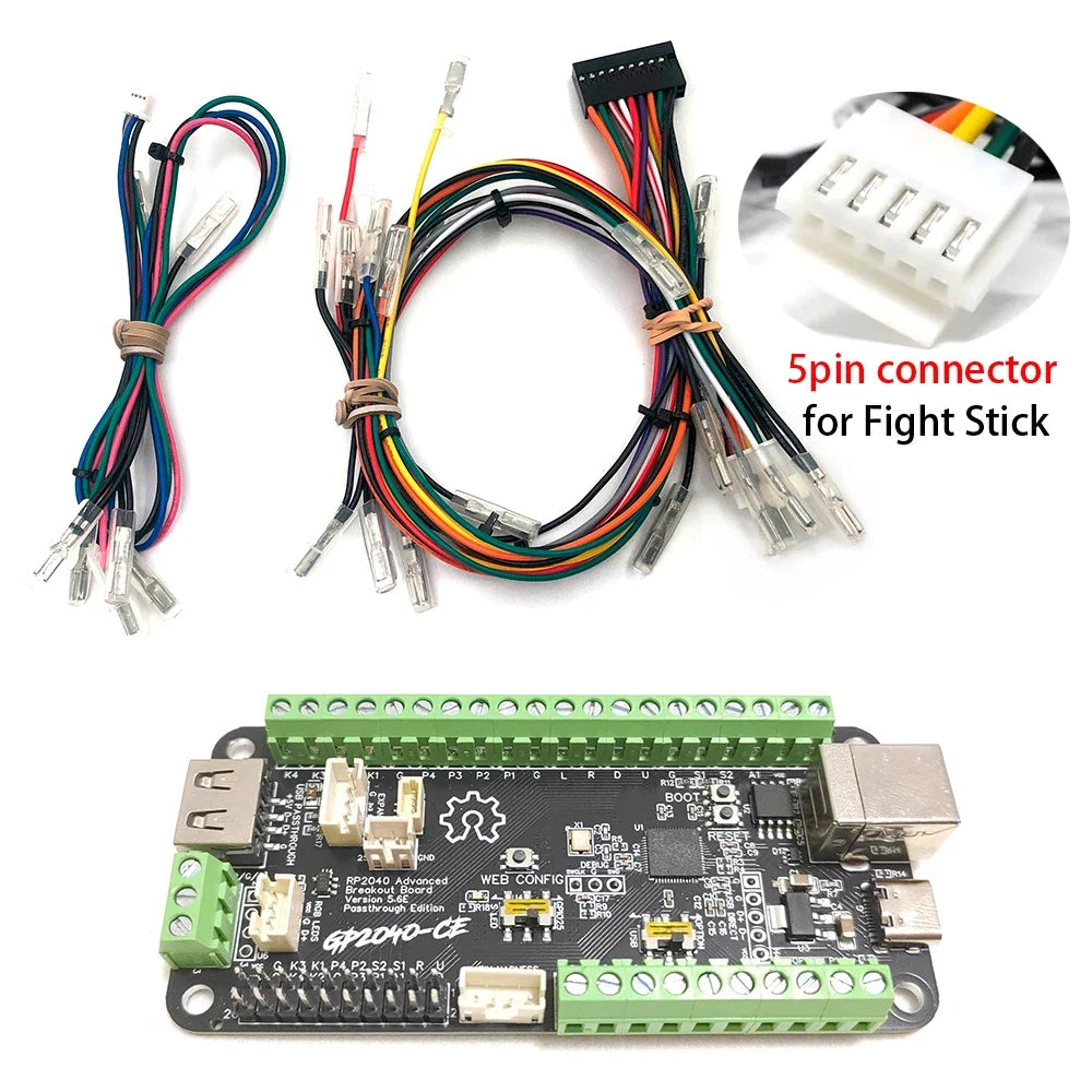 GP2040 Advanced Breakout Board USB Passthrough Fighting Board for Arcade Hit box DIY Fighting Stick Work For PC PS4