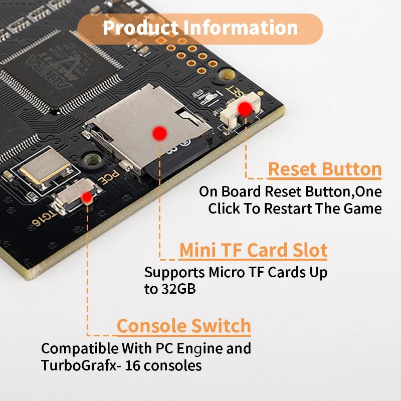 1000 in 1 HuCard Game Cartridge With 8GB Micro SD Card For PC Engine TurboGrafx-16 PCE-1000 GT Handheld Retro Game