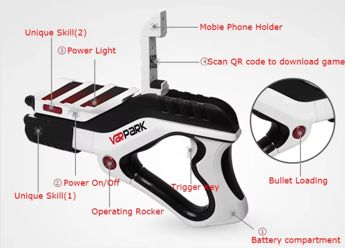 Gun-Shaped Phone Gamepad with Holder & Game APP for Shooting