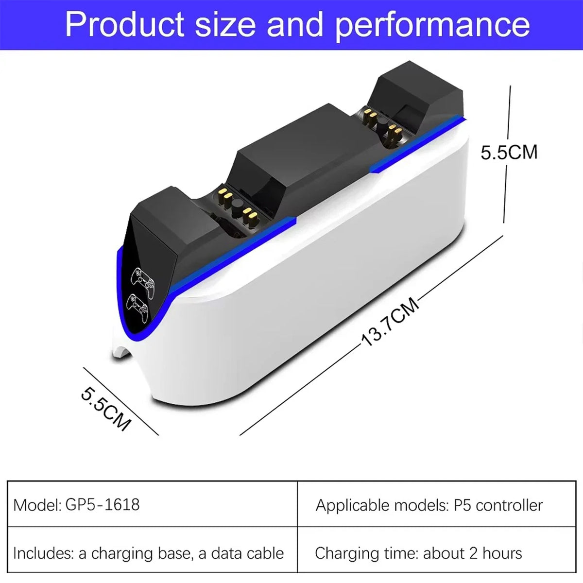 VGBUS Dual Charging Dock for PS5 Wireless Controller, USB Type-C
