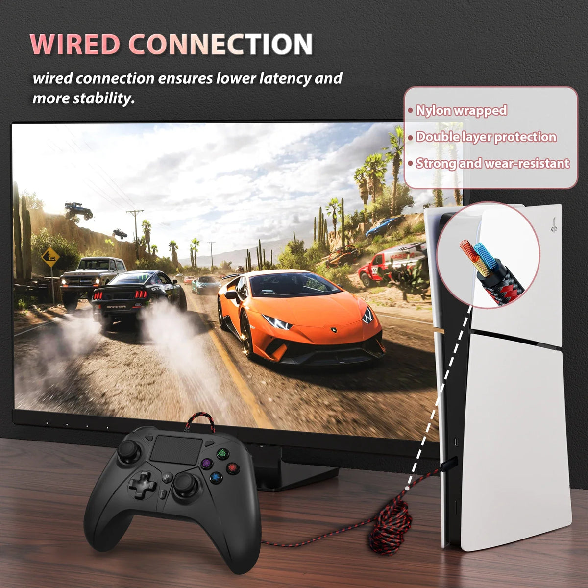 Bonadget Gamepad For PS5/ps4 Console Wire Controller With Turbo Touchpad Hall Trigger, Vibration Headphone Function Game