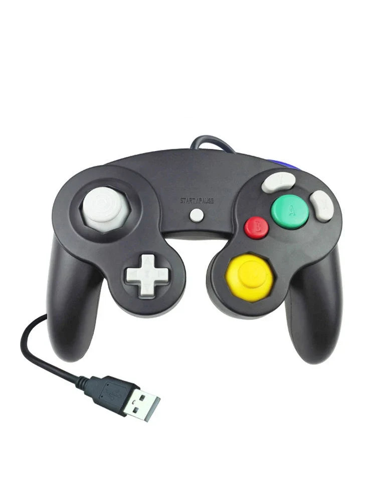 Transparent USB Wired NGC Gamepad Joystick, Clear Blue & Red
