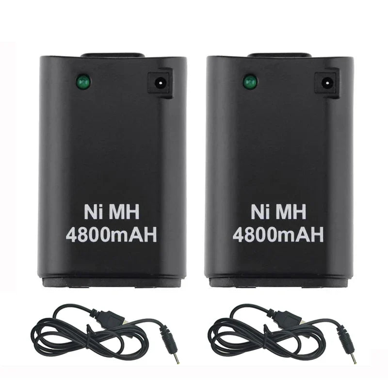 Battery For Xbox 360 Gamepad Battery 2-in 1 4800mAh Rechargeable Gamepad Ni MH Battery For Xbox 360 Controller Console Battery