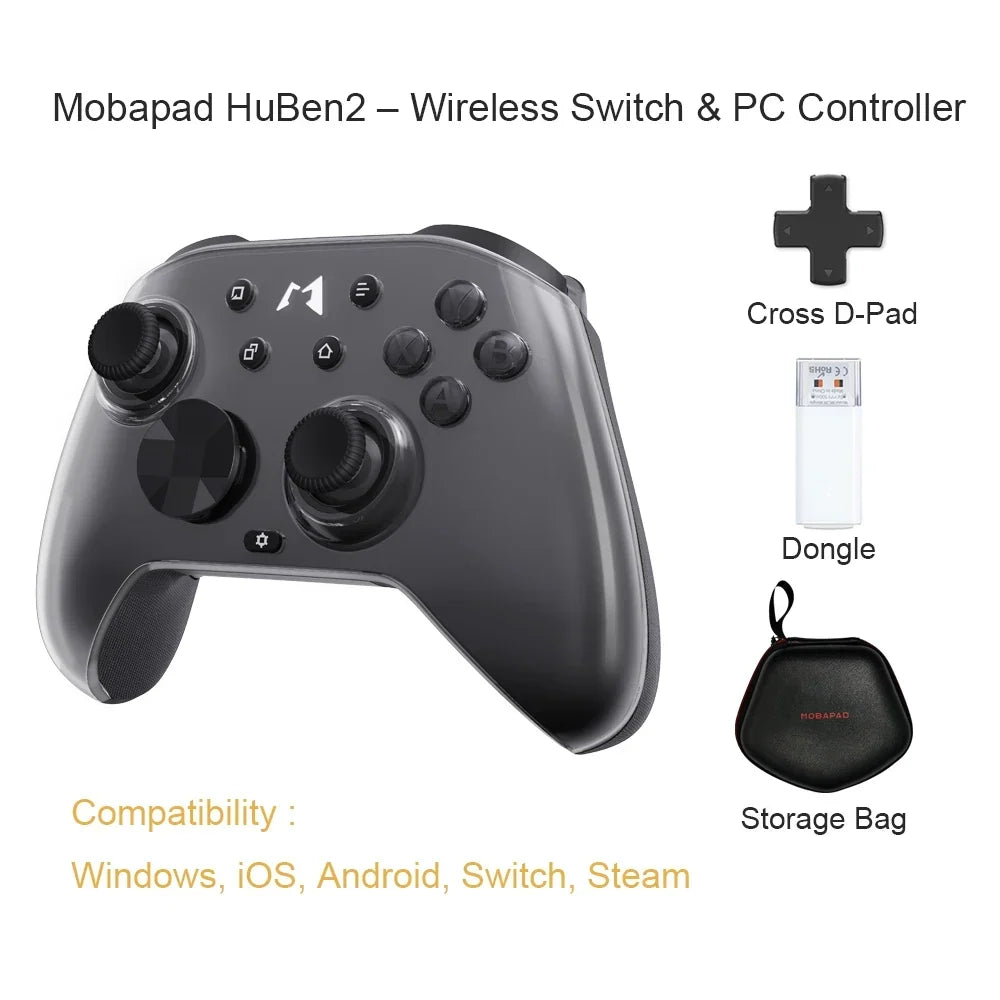MOBAPAD HuBen2 Mechanical Controller for Nintendo Switch1/2 Wireless PC Gamepad for Android iOS Steam Windows 10/11 Joysticks