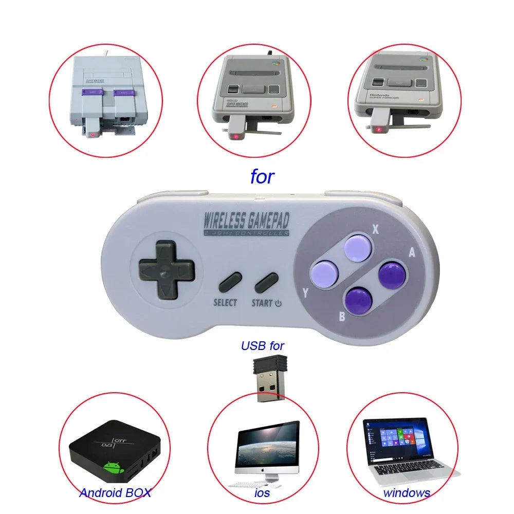 2.4G Wireless Controller, 2 Receivers, for SNES Mini PC Switch