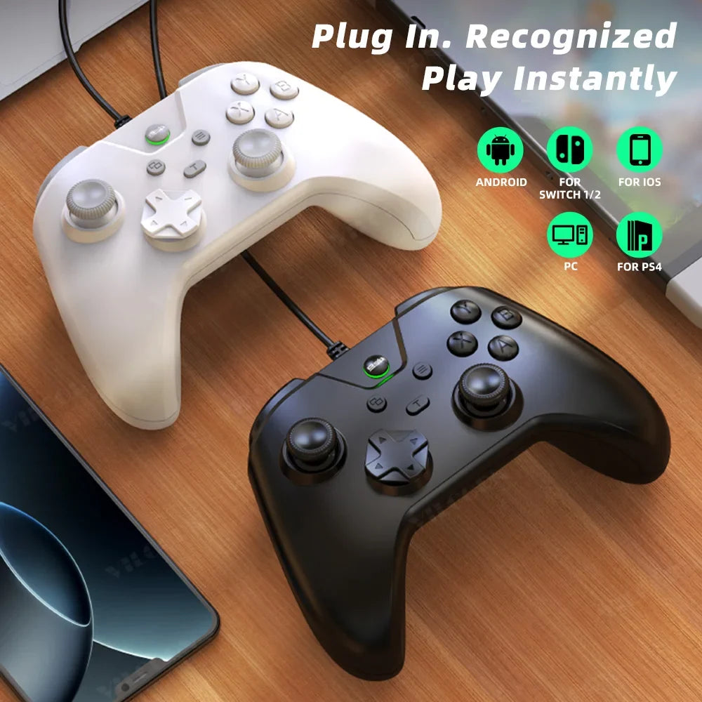VILCORN Wired Gaming Controller for PC Gamepad Hall Joystick for PS3/PS4 Console Android Switch1/2 with Dual Vibration TURBO