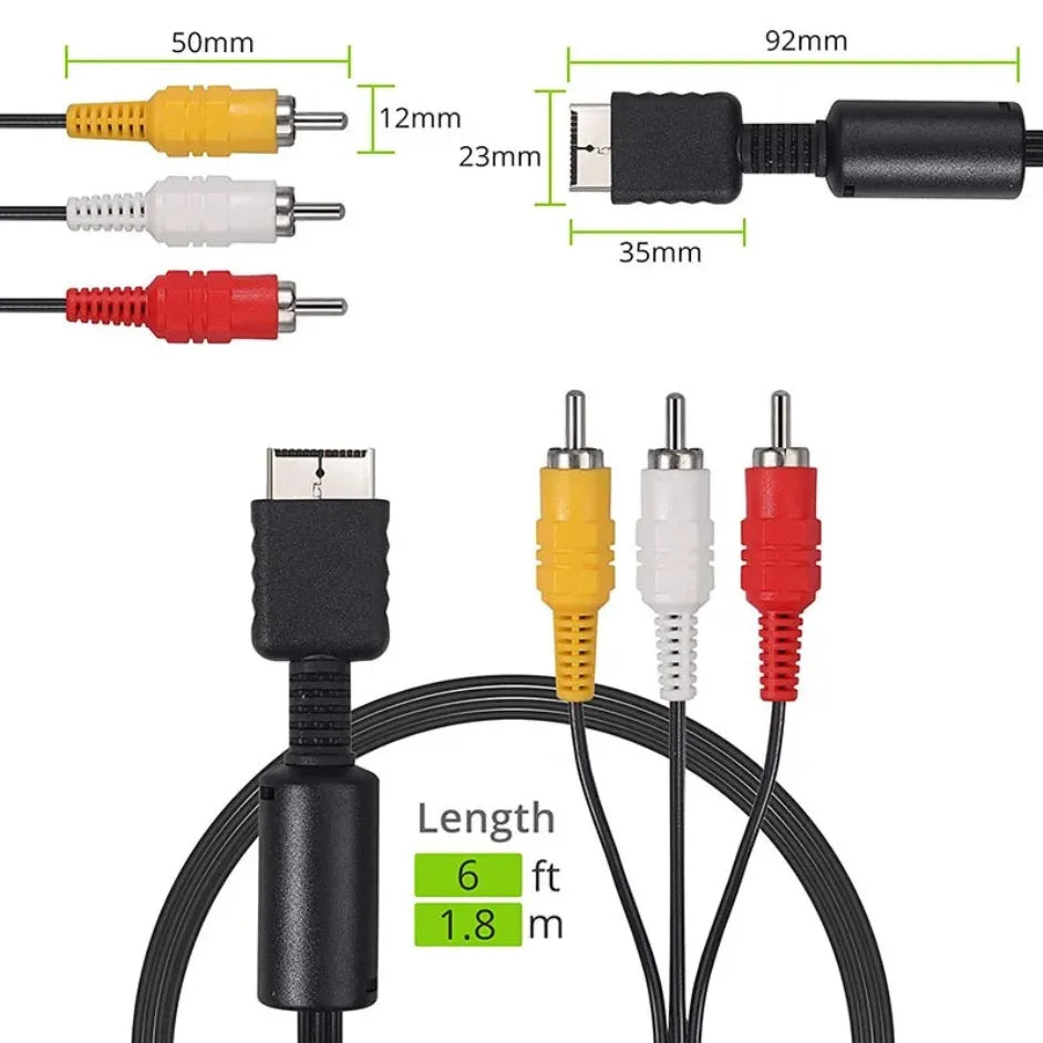AV Cable for PS1, PS2, and PS3 to RCA TV or Monitor