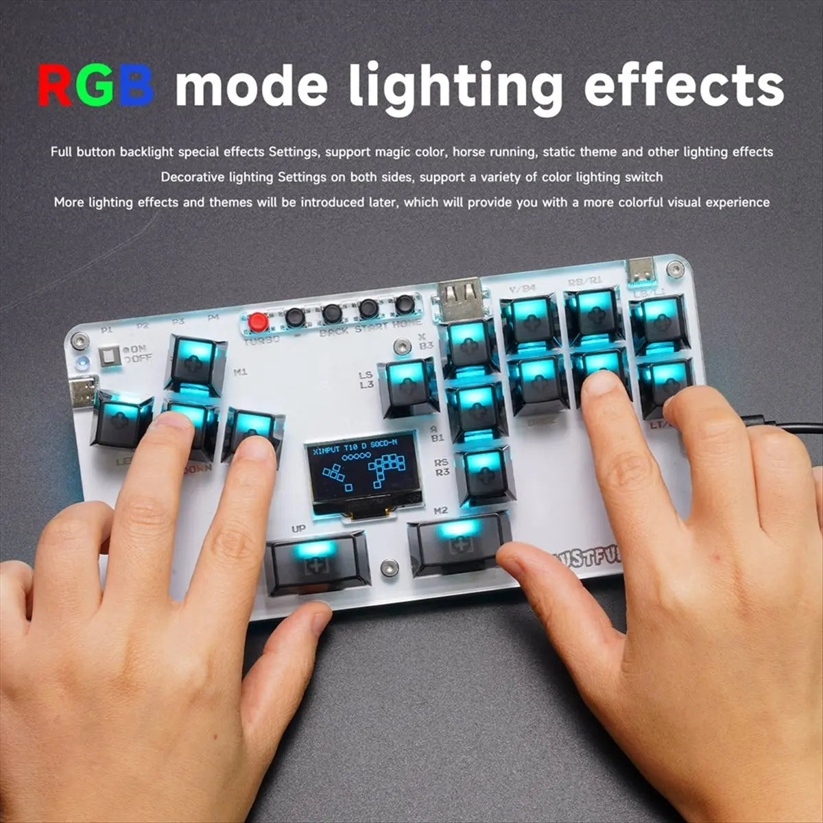 newT77 MustFun Hitbox Controller Mini Leverless Arcade Stick Controller for PC/PS3/PS4/Switch and Fightstick Arcade Games White