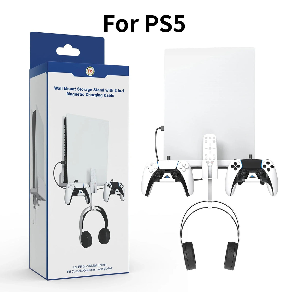 For PS5 Host Bracket Compatible PS5 Host Wall Mounted Bracket with Controller Charging Cable Set Game Accessories