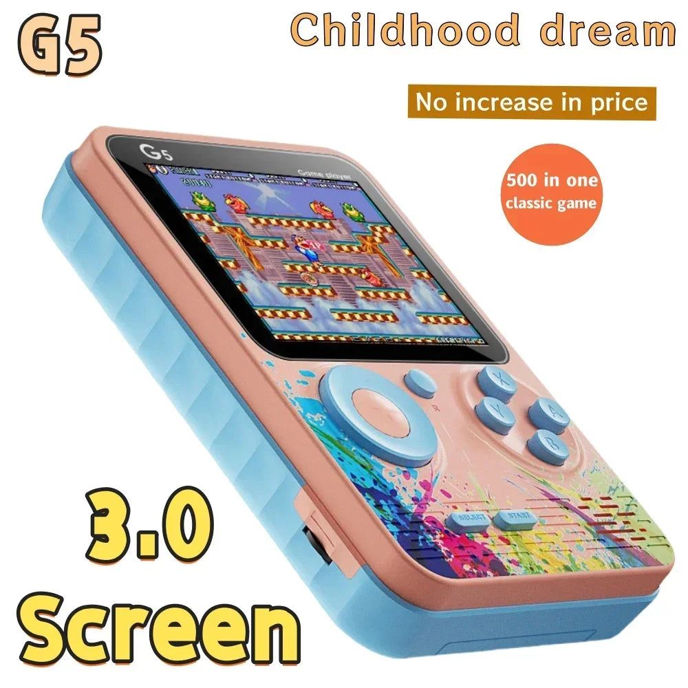 G5 3inch High-Defination Retro Handheld Game Console Supports TV built in 500 video Games