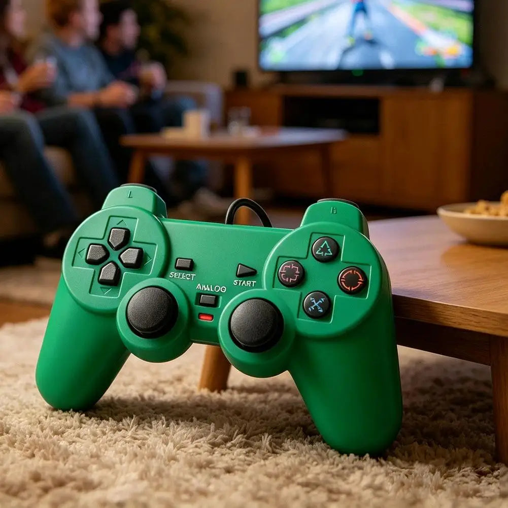 Wired USB Gamepad for PS, Transparent Dual Vibration