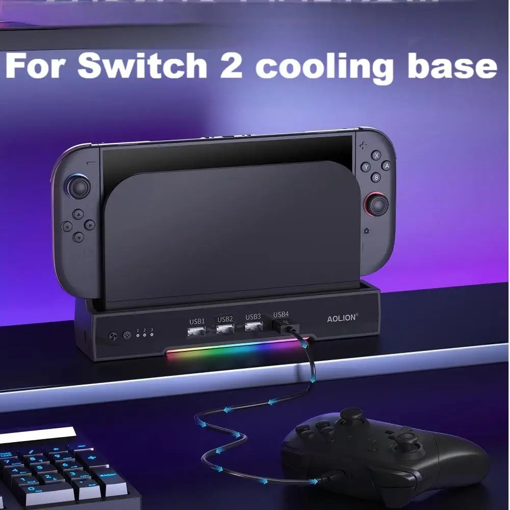Cooling Fan Base for Nintendo Switch 2 with RGB Light Bracket