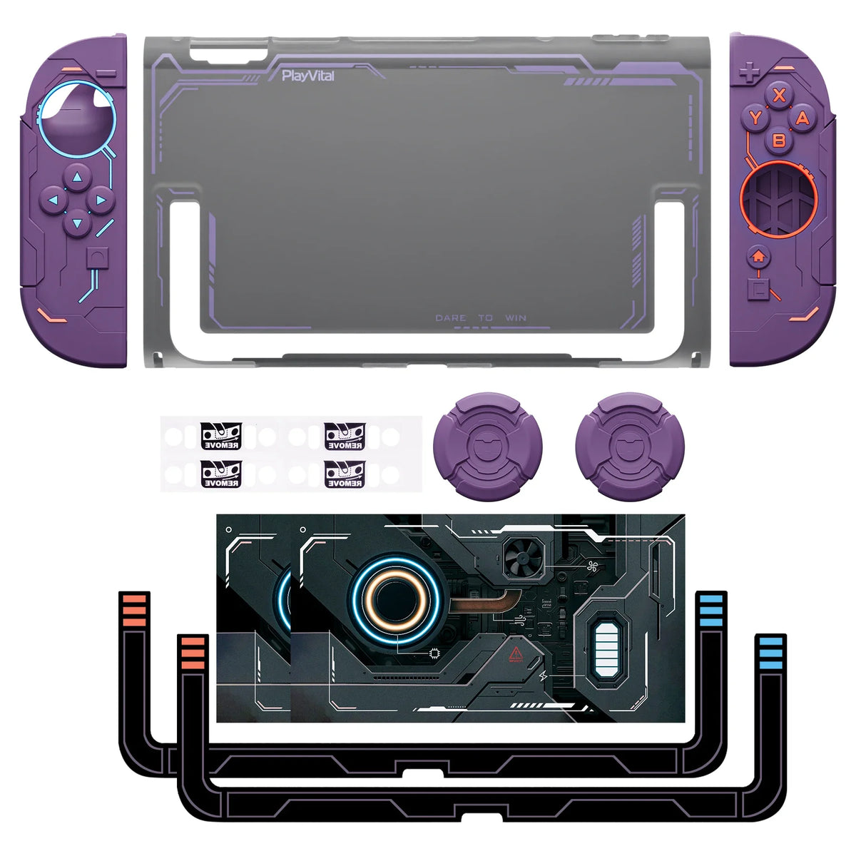 PlayVital Protective Case for Nintendo Switch 2, Stellar Mecha Ergonomic Anti-slip Silicone Grip Cover, Dockable Hard Case Shell