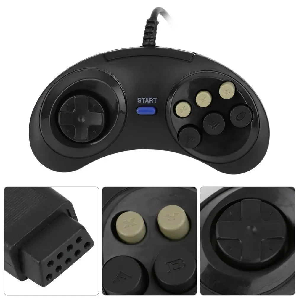 Handle Game Controller Classic Wired 6 Buttons For 16 Bit SEGA MD2 PC MAC Mega Drive Gaming Accessories Universal Remote Control