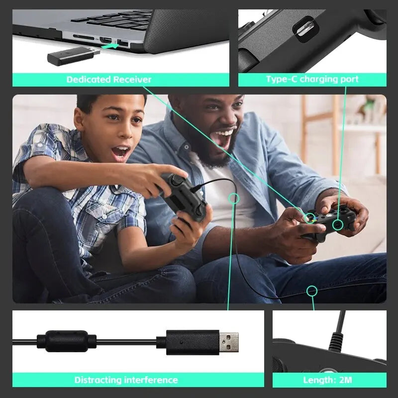 Wireless/Wired Controller For Xbox 360 Game Controller with Dual-Vibration Turbo Compatible with Xbox 360/360 Slim and PC Window