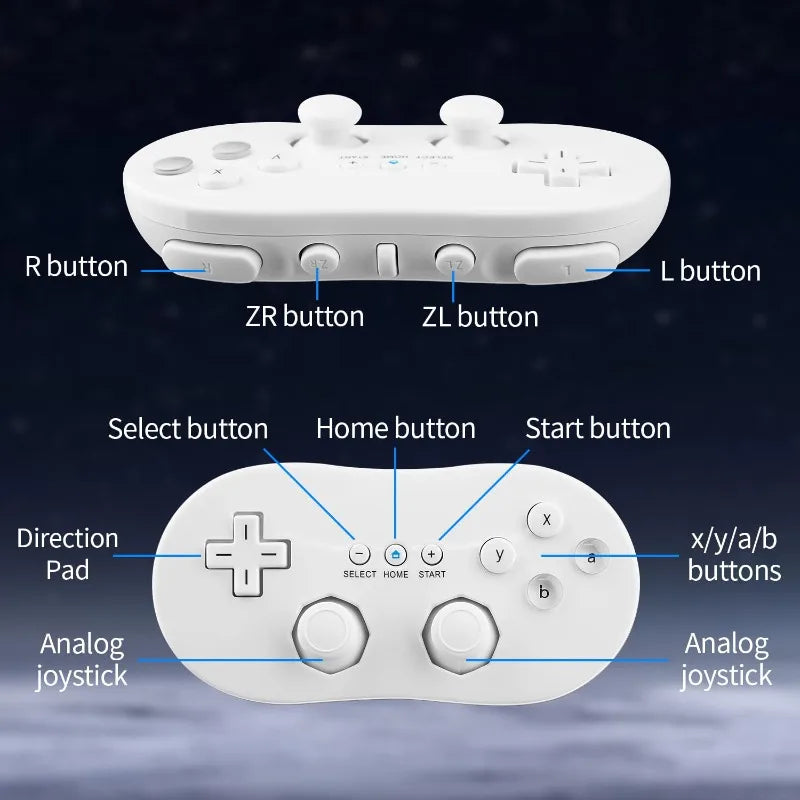 Classic Wired Controller for Wii and Wii U, White or Black