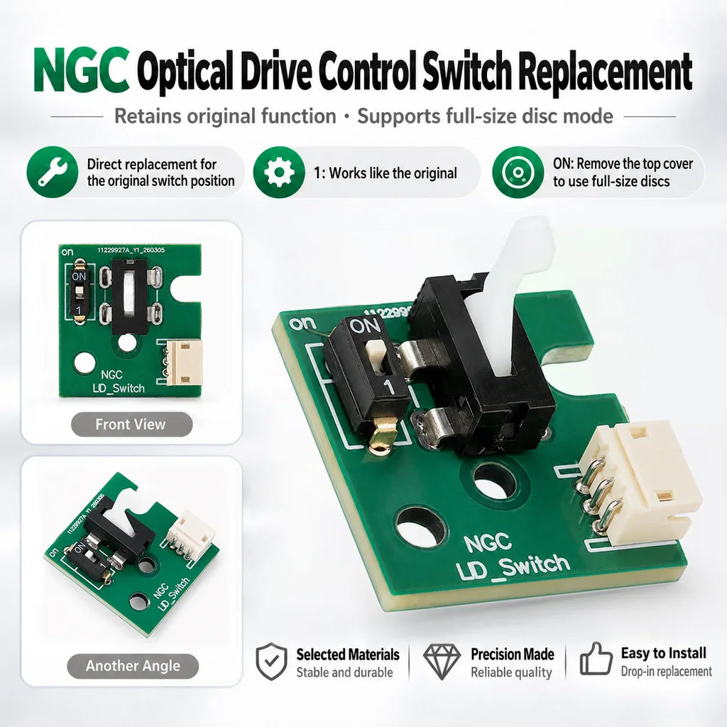 GC Optical Drive Lid Control Switch Replacement Board with Full-Size Disc Mode for GameCube NGC Console