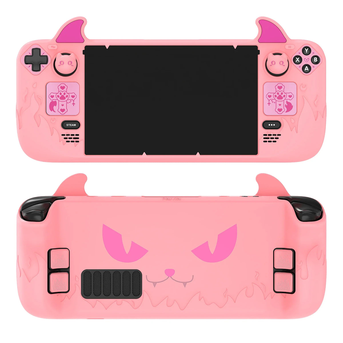 Playvital Protective Case for Steam Deck OLED & LCD Anti-Slip Cute Demon Design Shockproof Cover Sweatproof Gaming Accessories