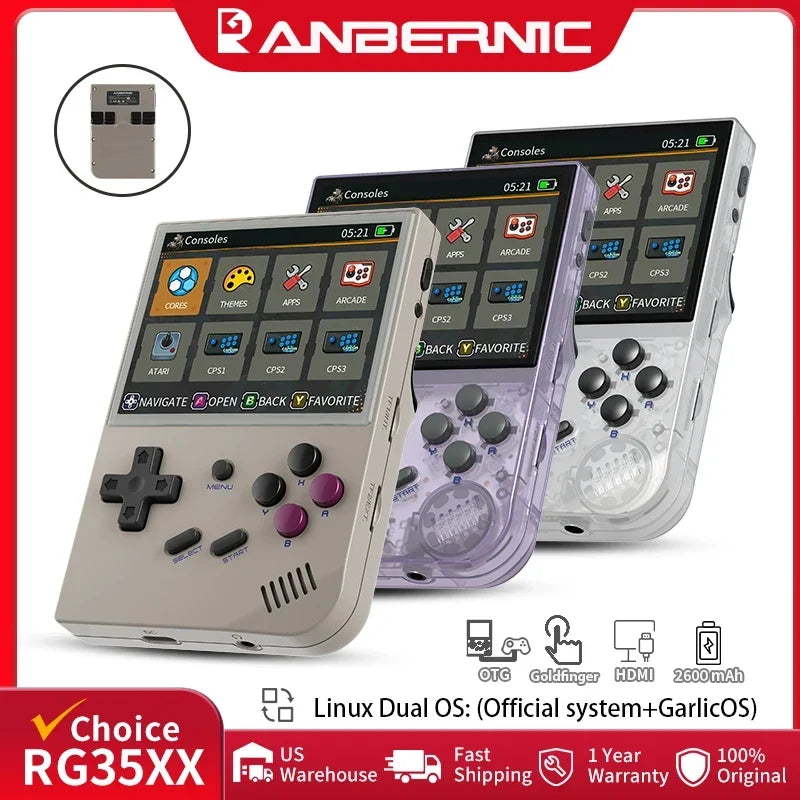 Anbernic RG35XX Handheld Console 3.5 Inch IPS GarlicOS 2600mAh