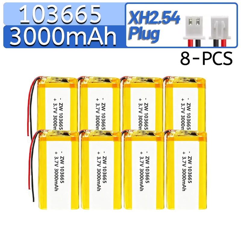 103665 3.7V 3000mAh Lithium Polymer Battery For Open Source Console Miyoo Mini Plus Game Machine Battery+PH2.0 Plug XH2.54 Plug