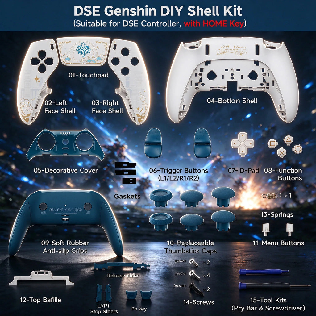 Custom Shell Kit for PS5 Elite / Edge Controller, Anti-Slip Grip