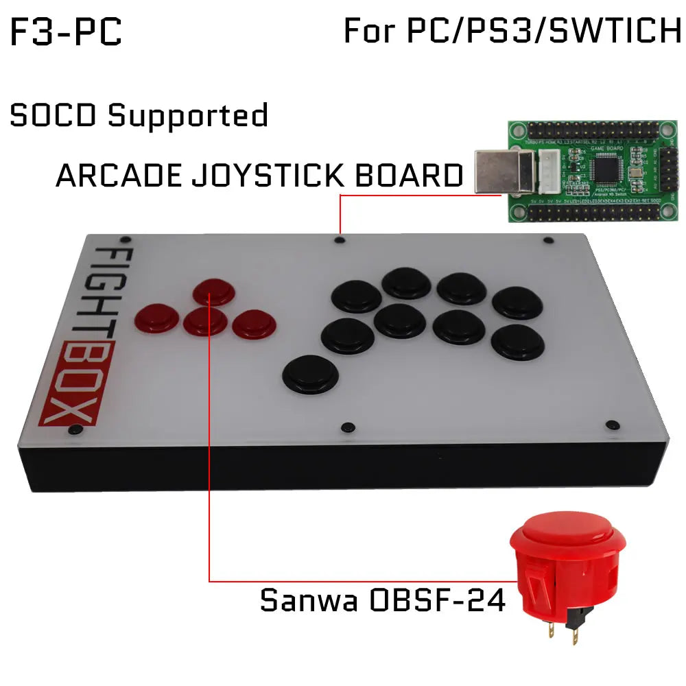 FightBox F1-F9 Sanwa Button Hitbox Arcade Fight Stick for PS4/PC