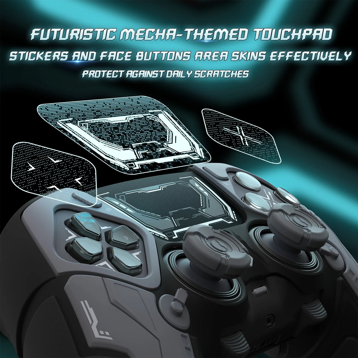 PlayVital Silicone Shockproof Case for PS5 Edge Controller - Stellar Mecha Anti-slip Grip Protector Cover with Joystick Caps