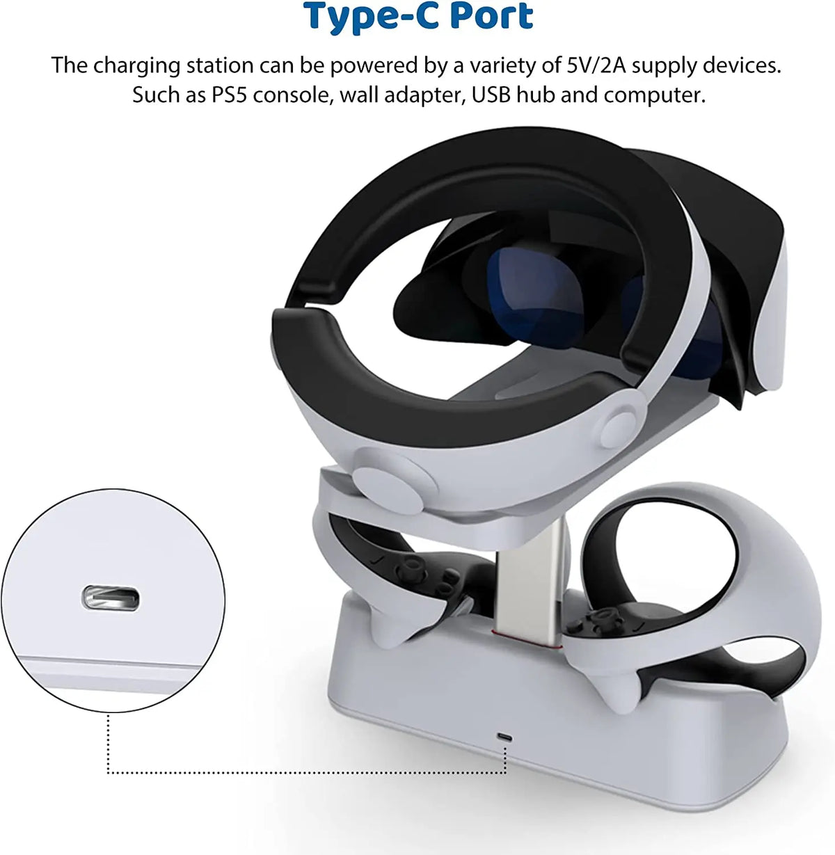 Charging Station Base for PSVR2 Controller VR Headset Display Stand Dual Handle Charge for PS VR2 Playstation VR2 Accessories