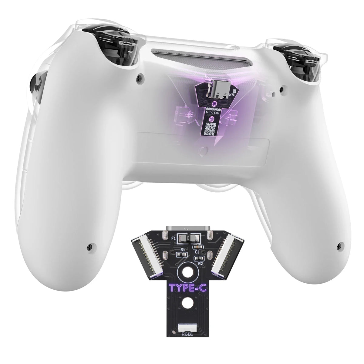 eXtremeRate Type-C Version Replacement Bottom Shell Compatible with ps4 Controller JDM-040/050/055 Models - Black