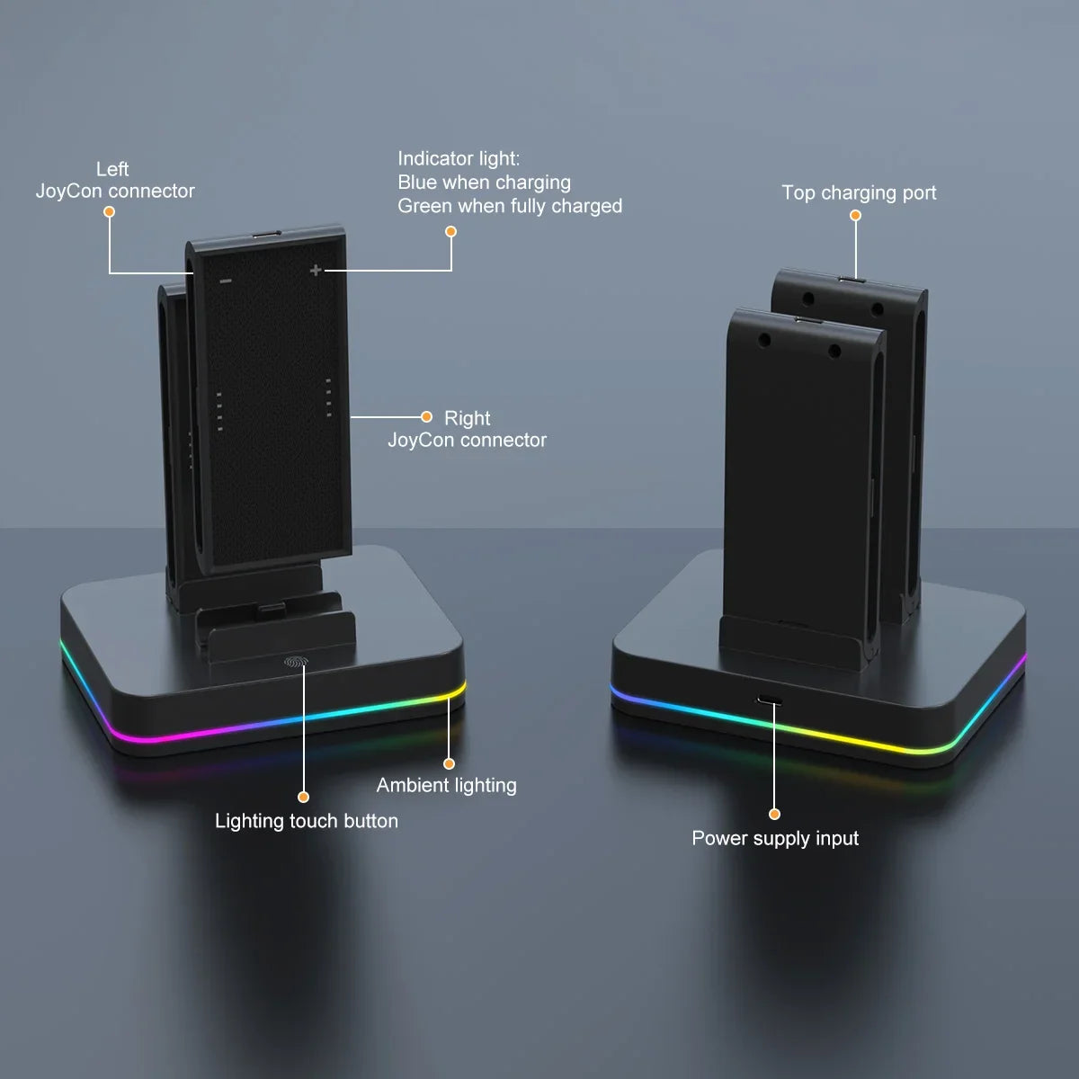 REMANK Nintendo Switch 2 Joy-Con Charging Dock, 4-in-1 RGB