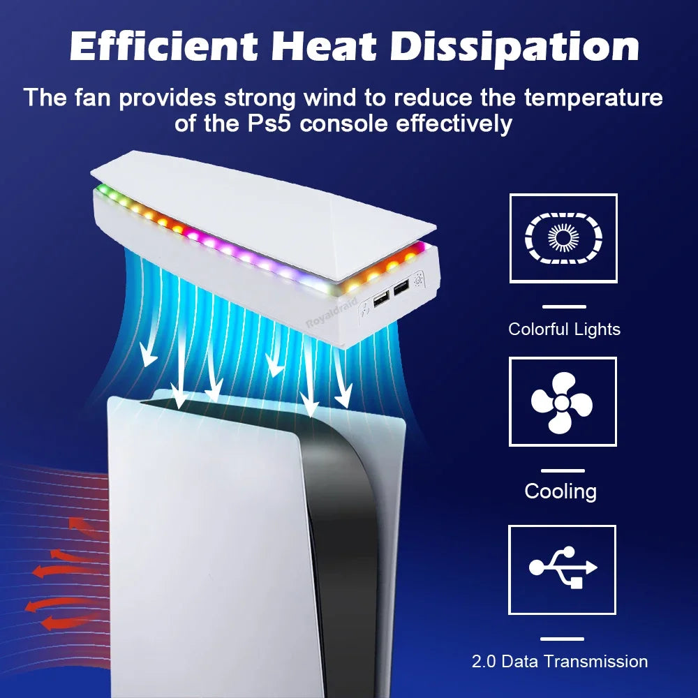 PS5 Cooling Fan Base with RGB Lighting and Dust Cover