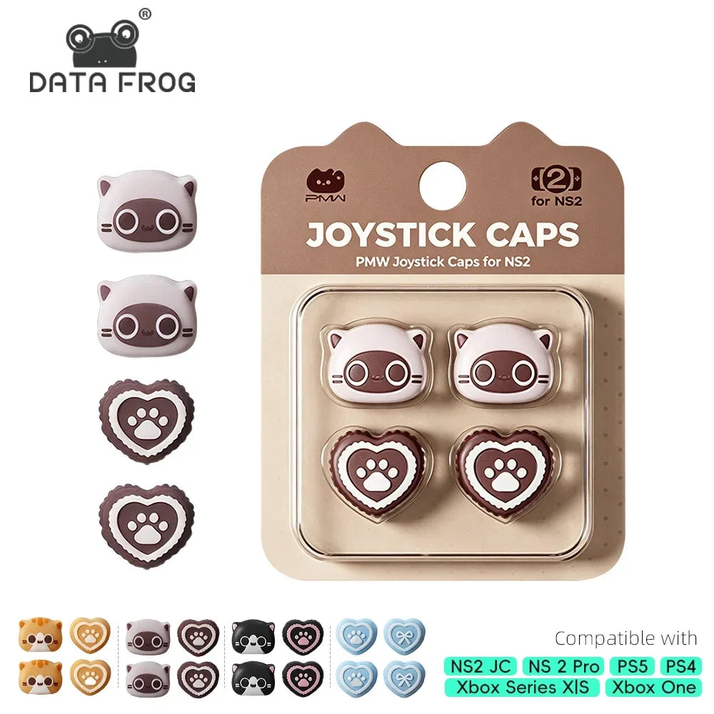 Data Frog Silicone Thumb Grips for PS5 DualSense, PS4, Xbox Series, Switch 2 Controller - Non-Slip Joystick Caps 4 Pack