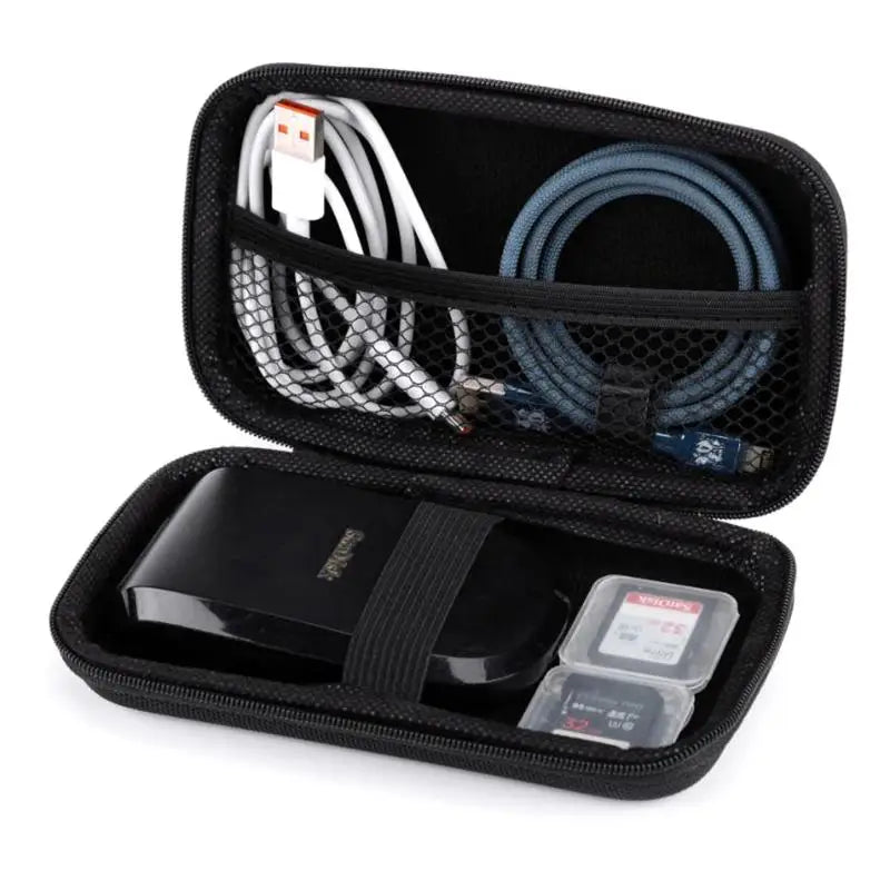 【C】1PC Hard Shell EVA Storage Box Mini Portable Pouch Carrying Bag Black Protective Storage Case Digital Accessories