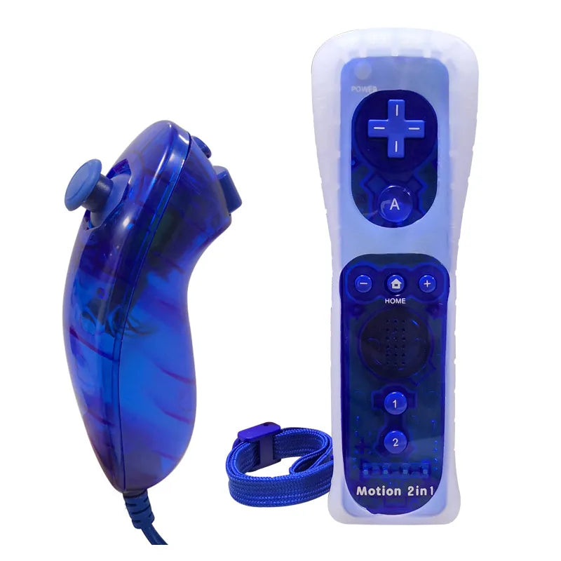 2 in 1 For Nintendo Wii Controller Set Optional Motion Plus Joystick Wireless Remote Gamepad with Silicone Case Video Game
