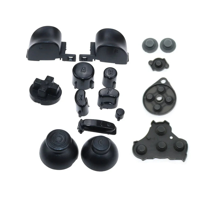YuXi For GameCube ABXY L R Z D-Pad Button Kit Thumbstick Cap & Conductive Rubber Replacement for NGC Controller