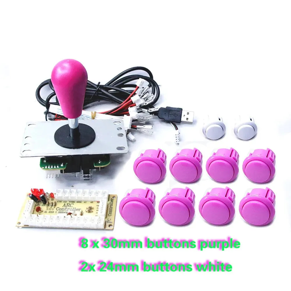 Arcade DIY Kit 8-Way Joystick Buttons USB Encoder, 1P/2P for PC