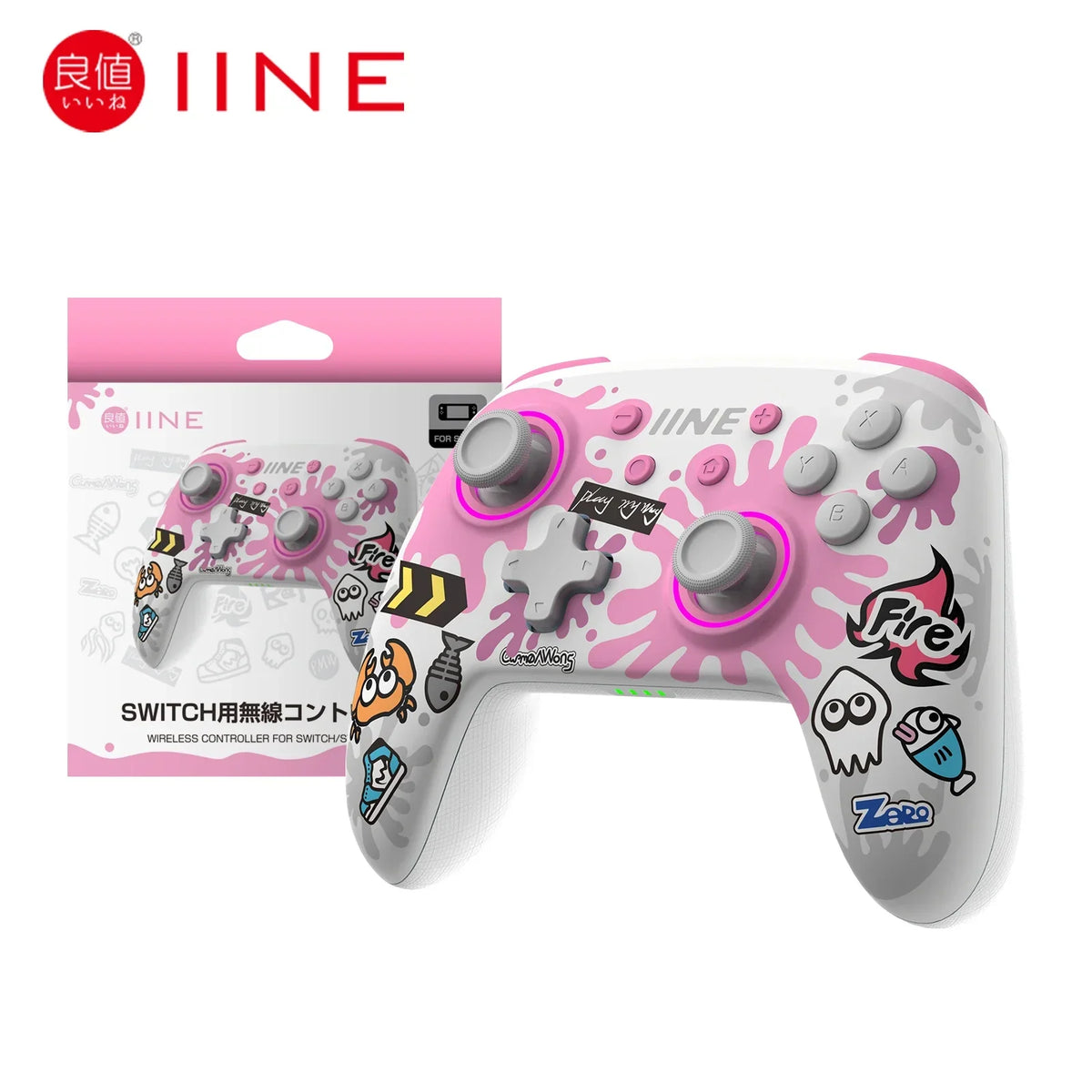 IINE Golden-Green Wireless NFC Pro Controller for Nintendo Switch