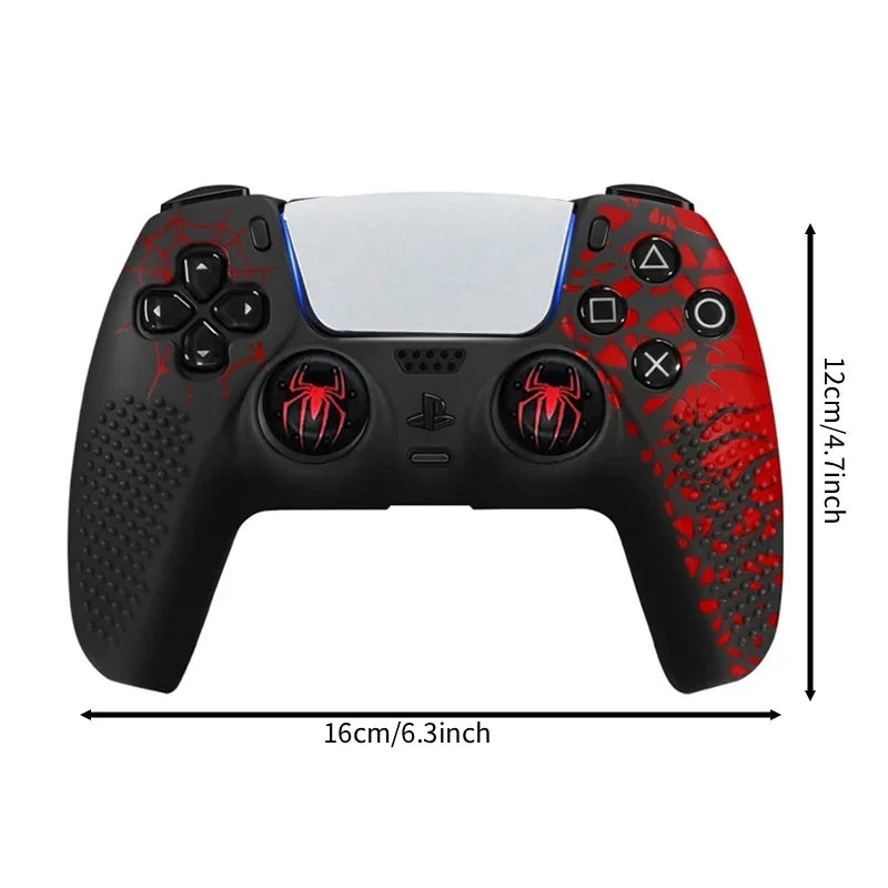 Silicone Skin Case for PS5 Controller, Spider-Man, Thumb Grips