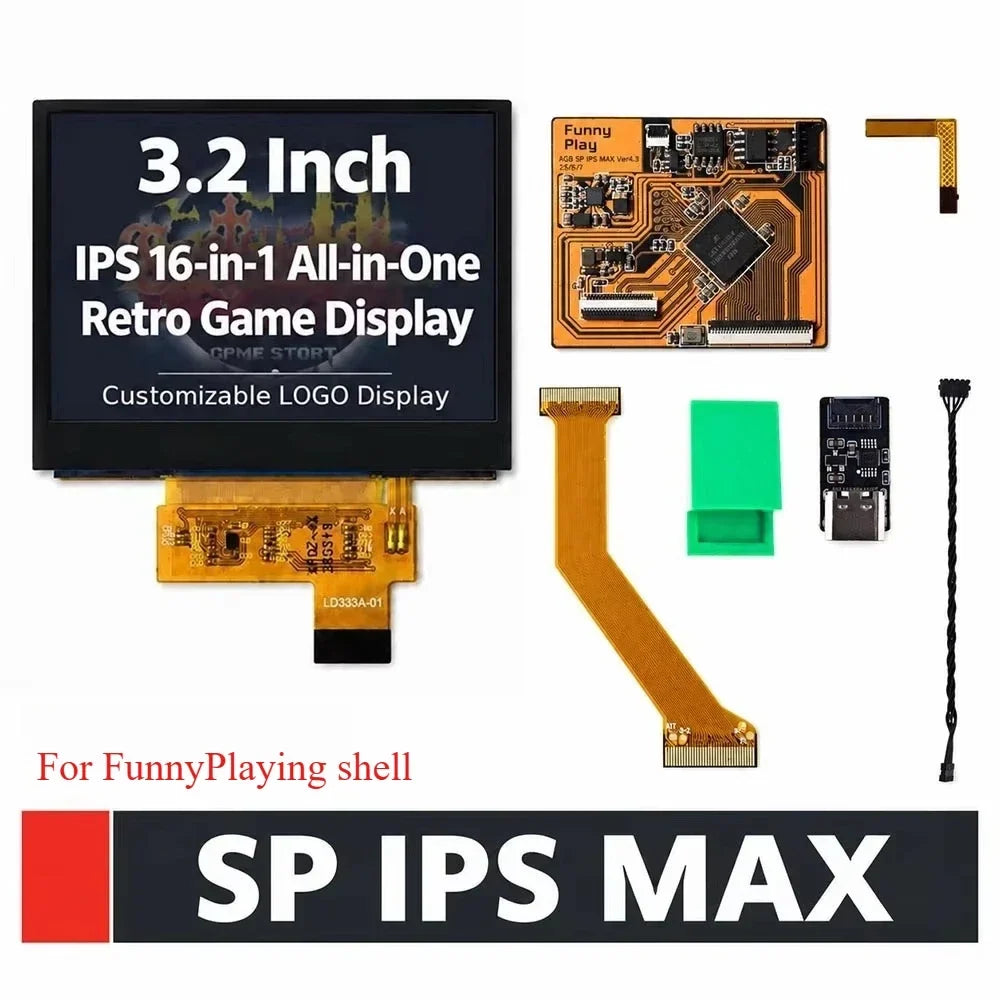 FunnyPlaying IPS V5 LCD Kit for GBA SP, 3.2" Laminated 960x640