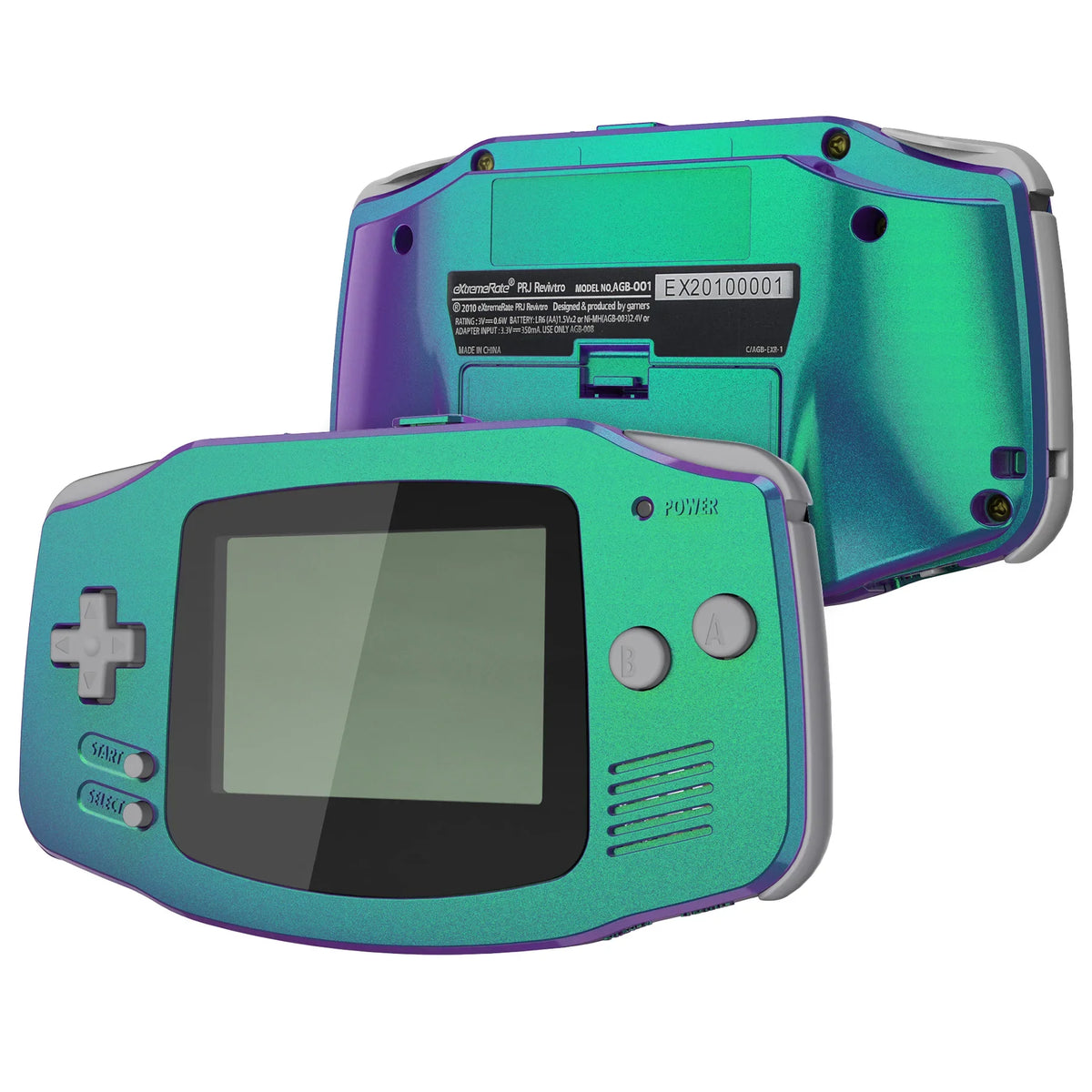 eXtremeRate IPS Ready GBA Shell - Chameleon Green Purple
