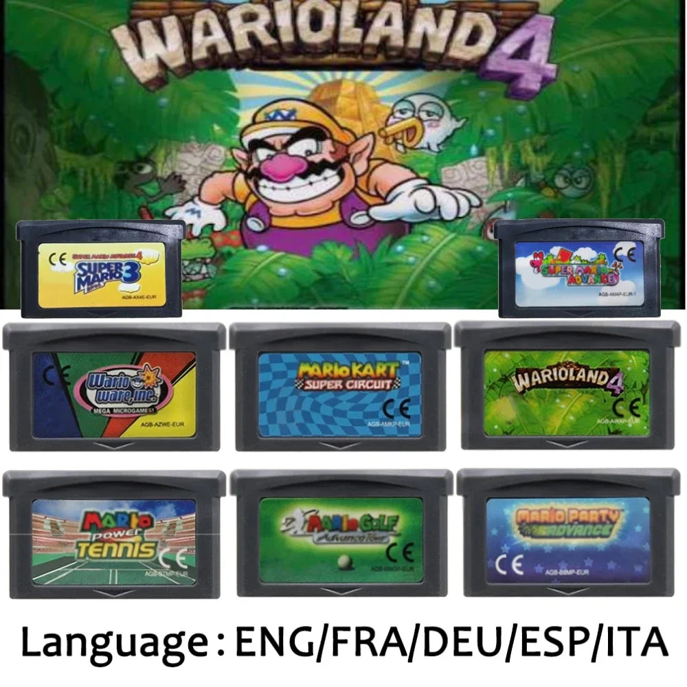 EUR Version GBA Game Cartridge 32 Bit Video Game Console Card Series Super  Wario Land4